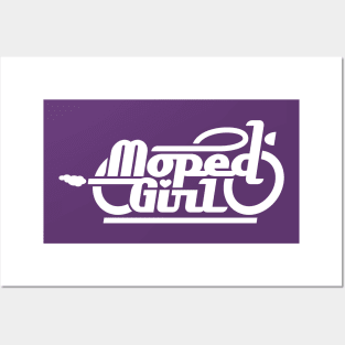 Moped Girl / Mopedgirl (white) Posters and Art